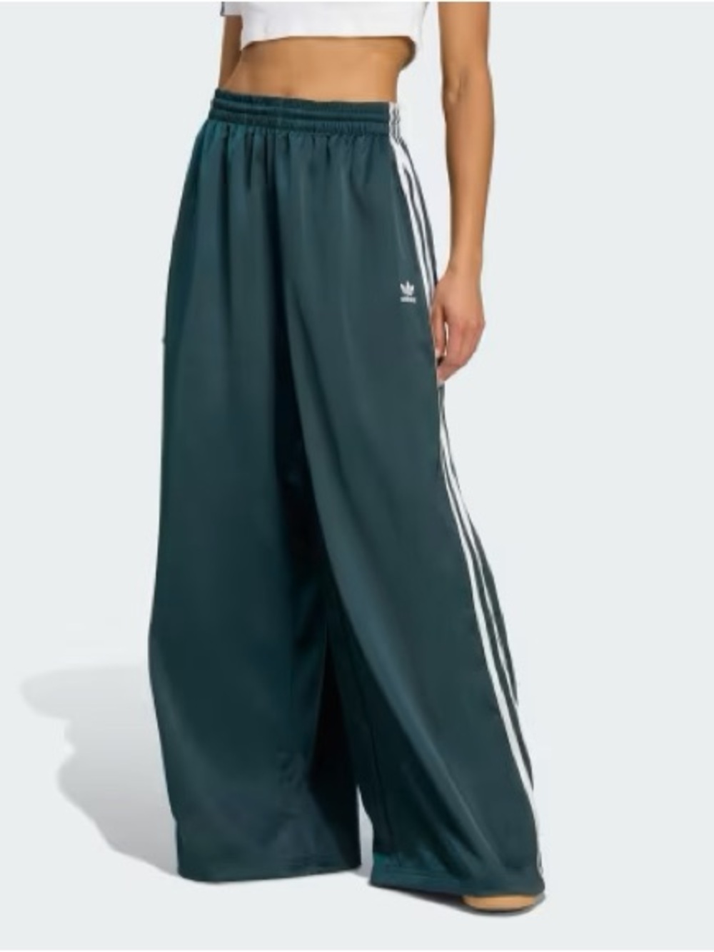 Adidas Adicolor Satin Extra Wide Leg Track Pants US 10 Green